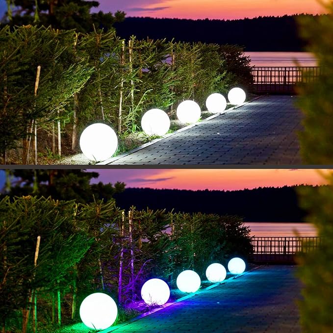 Mr.Go 12-inch Rechargeable LED Ball Light, RGB Color-Changing Globe Orb Lamp w/Remote, Home Kids Room Bedroom Bar Table Patio Pool Party Dimmable Sphere Nightlight Relax Mood Lighting Decoration