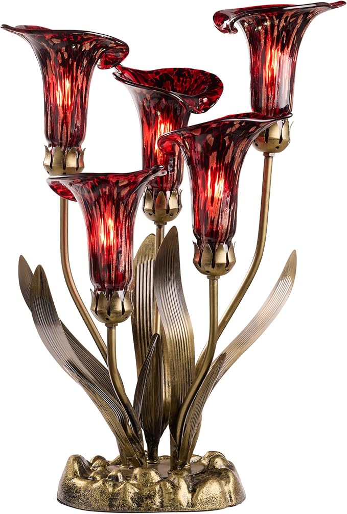RIVER OF GOODS 20" H Hand Blown Glass 5 Calla Lily Uplight Accent Lamp