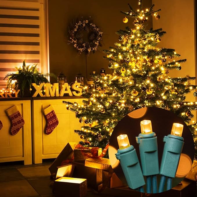 LAMPHOME 100 Count Yellow - String Lights - 21.6FT LED Christmas Lights, Mini led Lights for Indoor Outdoor Home Holiday Party Wedding Independence Day Decoration