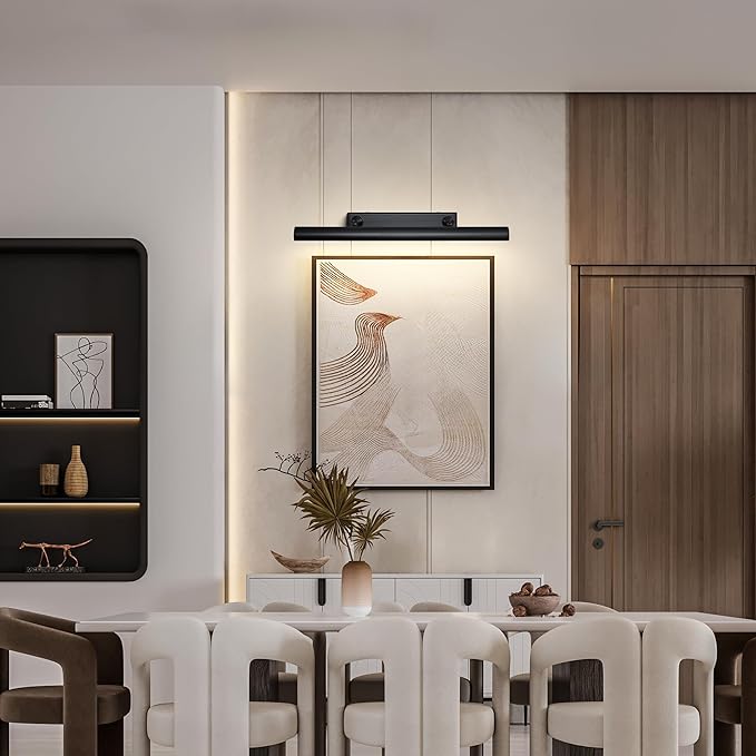 Brass Picture Light for Wall, 30in Brass Picture Lights Hardwired, 4- Light Gold Modern Art Light, 270° Rotatable Painting Lighting Over Frame for Living Room, Bookcase, Artwork
