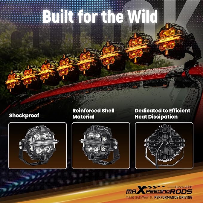 maXpeedingrods LED Off Road Lights 5", 212W 25440LM Round Fog Light with 7 RGB Colors, Side Shooter Lights 270°Wide Range, LED Light Bar for SUV, Pickup, ATV, UTV, Truck, Motorcycle