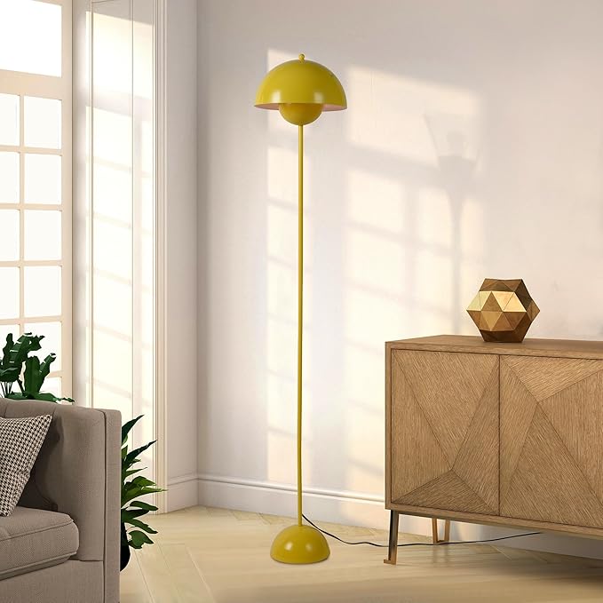 COSYLUX Modern Floor Lamp for Living Room, Industrial Tall Standing Lamp for Bedroom, Metal Shade Reflecting Light Reading Floor Lamp for Office, Nursery Room, Corner(Yellow)