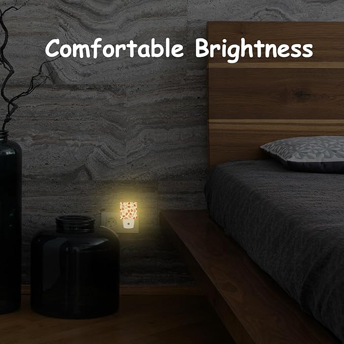 Abstract Watercolor Strawberries Night Light for Kids Girls Boys,LED Night Light Plug into Wall with Dusk to Dawn Sensor for Room Decor,Hallway,Kitchen,Bathroom,Nursery,Stairs