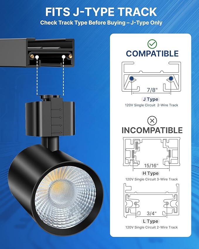 FLSNT LED Track Light Head 10W, 60W Equivalent, 2-Wire Juno Compatible, 5CCT Adjustable (2700K, 3000K, 3500K, 4000K, 5000K), 800 Lumens, CRI90, Dimmable, 120V Spotlight for Ceiling 12 Pack Black