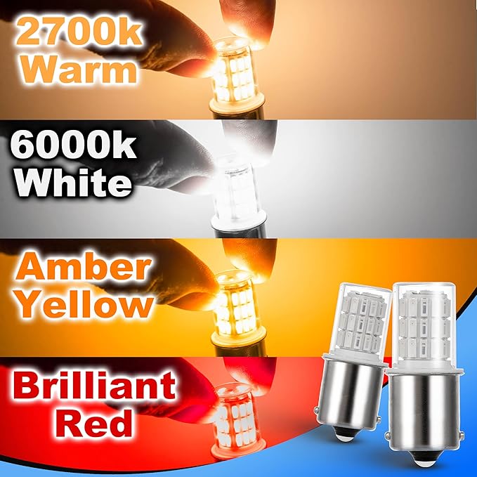 1156 1141 1003 7506 BA15S LED Bulbs Brilliant Red, LED Replacement for 12 Volt RV Tail Brake Lights Camper Trailer Boat Trunk Interior Lights, DC Bayonet Single Contact Base,AC10-24V DC10-30volt,3Pack