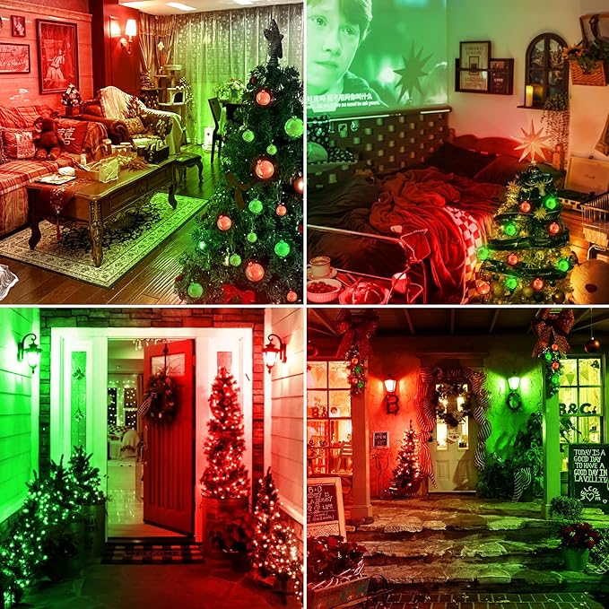 Red Green Light Bulbs - [ 4 Pack ]- 9W（60W Equivalent） E26 Base LED Colored Light Bulb for Festivals Party Christmas Bar Events Home Decor (2 Red & 2 Green)