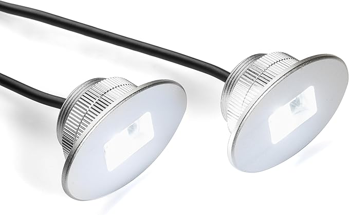 Set of 2 Bright White Marine LED Stern Lights for Bass, Lake, River, Boating, Kayak, Ocean, Sailing, Fishing, Pontoon. Flush Bolt-Style housing fits 1 inch Hole