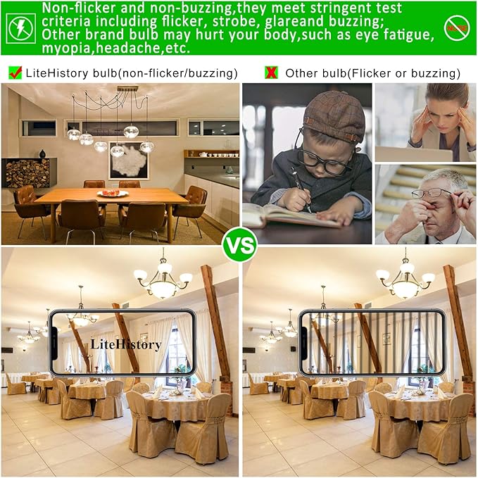 LiteHistory e12 led dimmable g16.5 Light Bulb 6W Equal 60 Watt 600lm AC120V e12 Candelabra Bulb 60 Watt for Chandeliers,Ceiling Fan,Vanity Warm White 2700K Globe e12 Light Bulb 6Pack