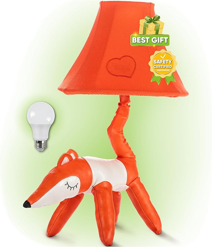 Fox Table Lamp for Kids Bedroom - Gift for All Ages, Cute Animal Lamp Toddler Girls Boys, Fox Room Decor Girls, Birthday Gifts Kids, Sister, Daughter, Niece, Sibling (w Bulb)