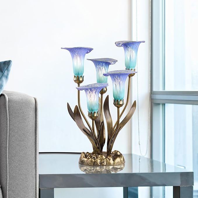 RIVER OF GOODS 20" H Hand Blown Glass 5 Calla Lily Uplight Accent Lamp