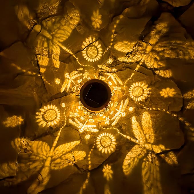 Dragonfly Flower Solar Lanterns Outdoor Waterproof, Birthday Gifts for Women Mom Grandma, Hanging Solar Lights for Yard, Patio, Porch, Garden Decor, Christmas Gifts for Her/Him
