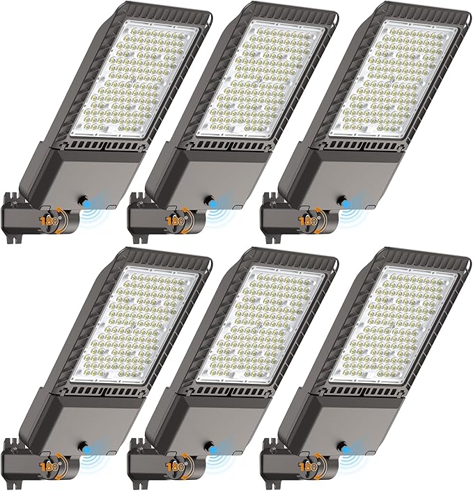 AIKVSXER 340W LED Parking Lot Light 85000LM 6000K Daylight Dusk to Dawn Photocell Commercial Outdoor Lighting, IP65 Waterproof 11 Years Lifespan for Parking Street Yard Garage Warehouse 6 Pack