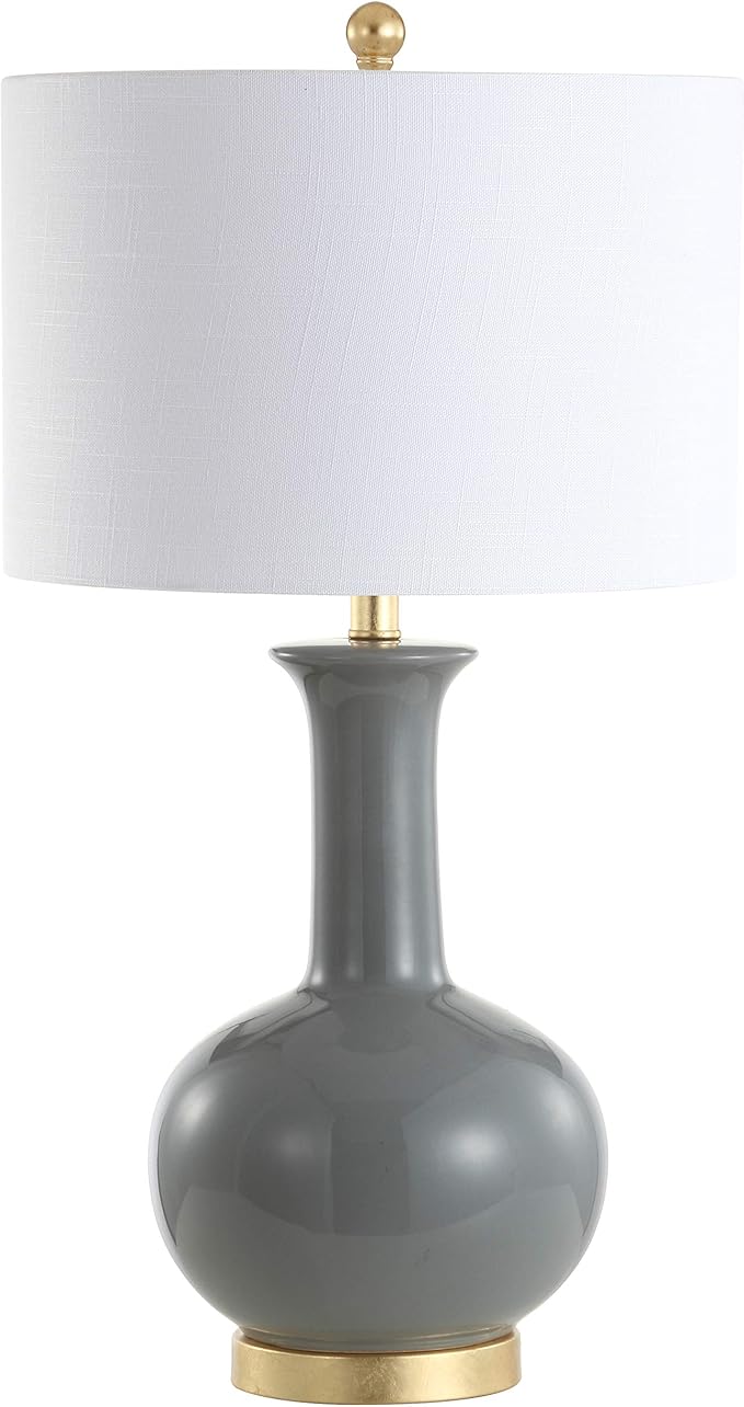JONATHAN Y JYL6208B Brussels 27" Ceramic/Metal LED Table Lamp Contemporary Transitional Bedside Desk Nightstand Lamp for Bedroom Living Room Office College Bookcase LED Bulb Included, Gray