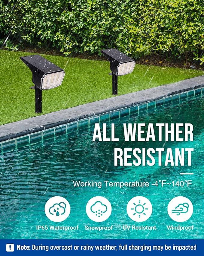 Solar spotlights Outdoor 63 LED 3 Lighting Modes, IP65 Waterproof Lighten Yard Garden House Garage Pathway for Christmas Decorations-10 Pack
