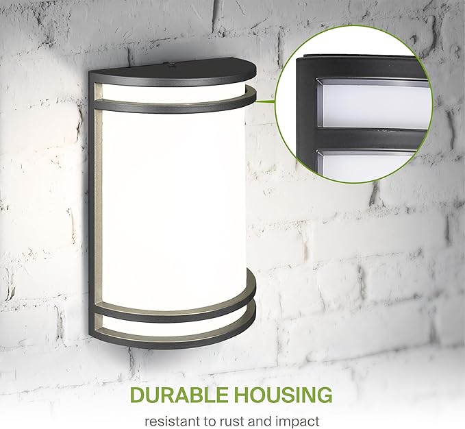 ASD 10 Inch LED Outdoor & Indoor Wall Mount Light Fixture - Matte Black Modern Wall Sconce Lighting - 15W 120-277V 3000K 4000K 5000K Adjustable Dimmable Front Door & Patio Exterior Lights - ETL