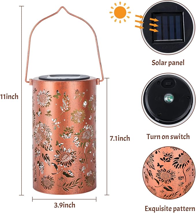 Birthday Gifts for Women Mom Grandma, Sunflower Solar Lanterns Outdoor Waterproof, Hanging Solar Lights for Yard, Patio, Porch, Garden Decor