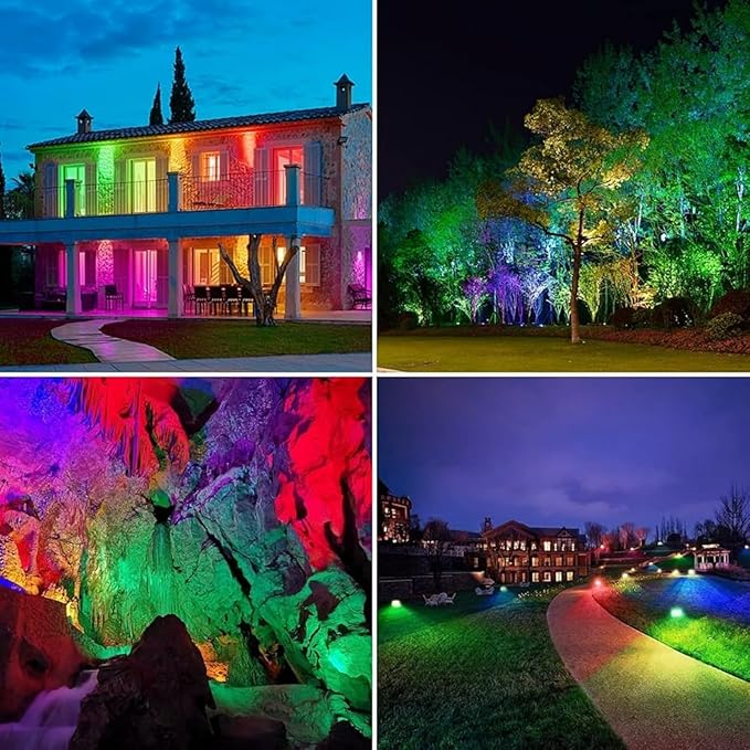 LED Flood Light Outdoor, 80W RGB Color Changing Smart Floodlights 2700K 8000LM Warm White & 16 Million Colors, RGBW Stage Lights with APP Control, 43 Modes, Grouping, Timing, IP66 Waterproof (2 Pack)