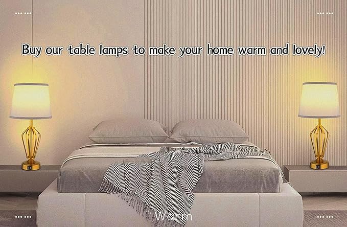 Touch Table Lamps Set of 2, nightstand lamp with USB Ports Bedside 3 Way Touch dimmer Desk lamp for Living Room Bedroom,Gold Plated Spiral cage Base Design Warm White dimmer Bulbs Included.