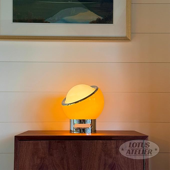 Lotus Atelier Bauhaus Lamp | Warm Retro Orange Lamp for Room Aesthetic Modern Lighting for Bedroom | Mid Century Modern | Cool Retro Living Room Decor & Bedroom Decor