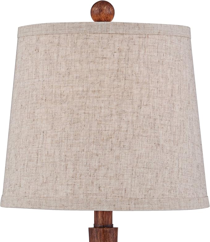 360 Lighting Fraiser 23 1/2" High Cone Small Mid Century Modern Accent Table Lamps Set of 2 Brown Wood Finish Living Room Bedroom Bedside Nightstand House Office Home Reading Oatmeal Shade