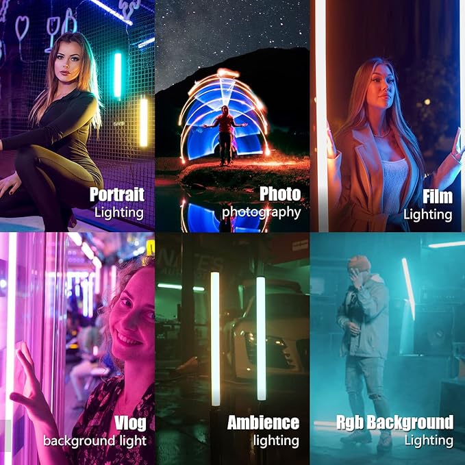 Mettlelite TLX2 RGB Tube Light LED Full Color Portable Video Light with APP DMX Control 2 ft 2800K-8000K CRI96 TLCI97 360° RGB CCT HSI Mode 10 Customizable Light Effects Built in Rechargeable Battery