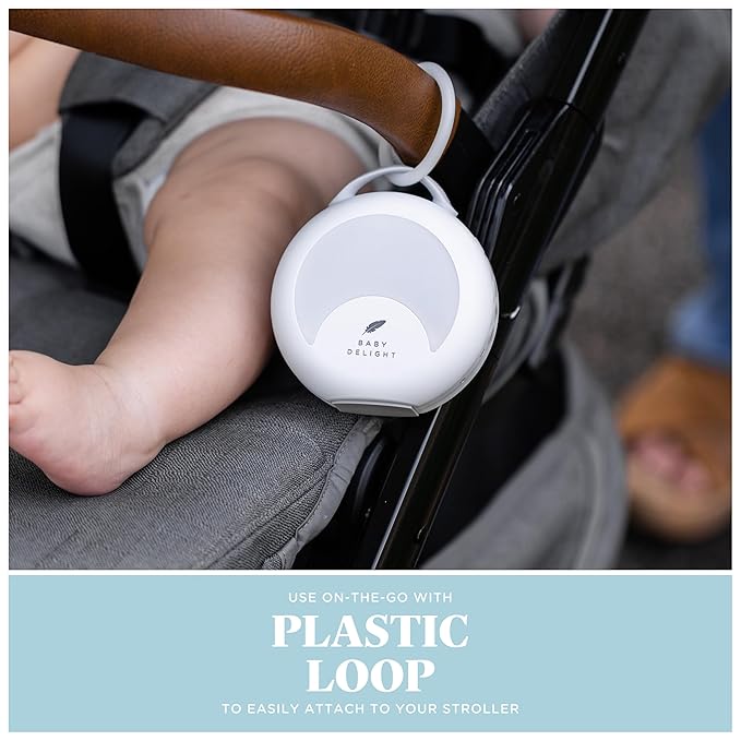 Baby Delight Dewdrop Sound Machine | Portable Baby Noise Machine & Travel Nightlight | 30 Sleep Sounds | Lullabies, Nature Sounds, White Noise & More | 8 Light Colors | Voice Recorder | Rechargeable