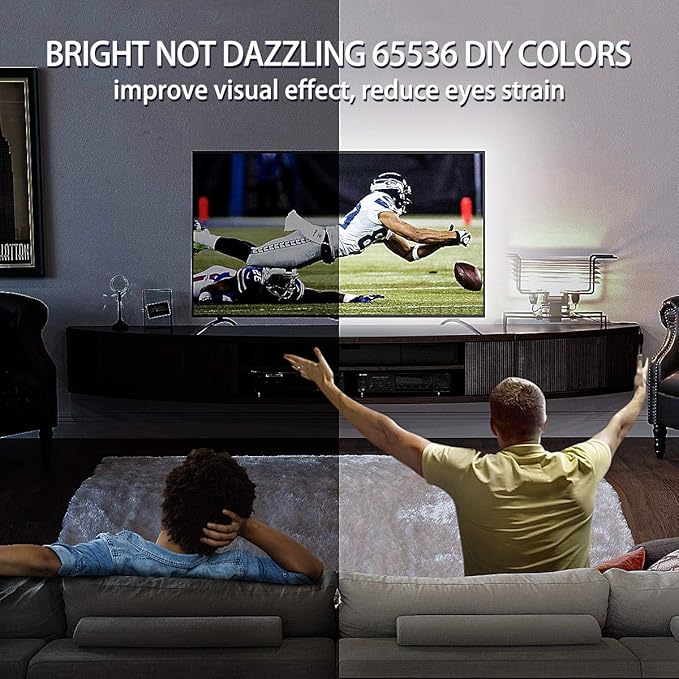 MY BEAUTY LIGHT LED Lights for TV, 13ft Waterproof TV LED Backlight for 60-70in TV, 65536 DIY Colors Options RGBW LED Strip Lights Behind TV, Smart Led Ambient Lighting for Bedroom Gaming Room Decor
