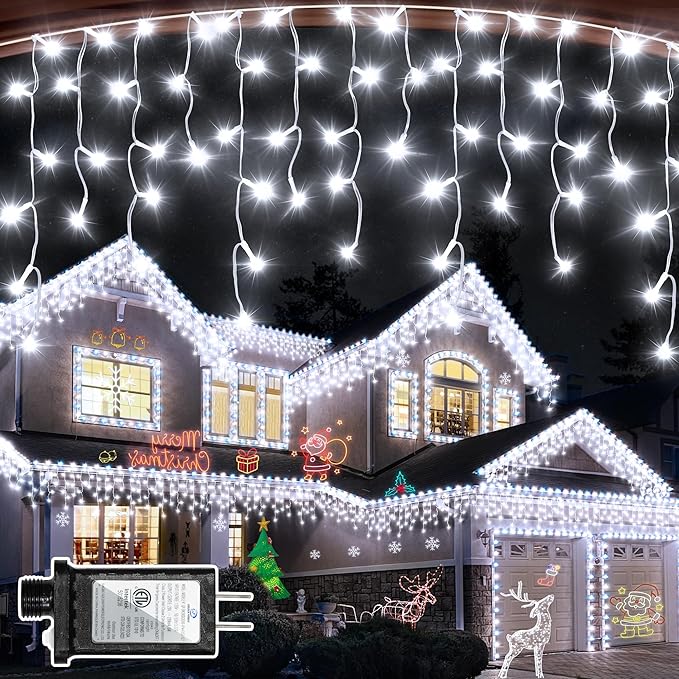 1620 LED Christmas Lights Outdoor 164 FT with 360Drops, Christmas Decorations Hanging Lights 12 Modes, Dimmable Outsite Fairy String Lights for Wedding Party Holiday Winter Wonderland Decor Cool White