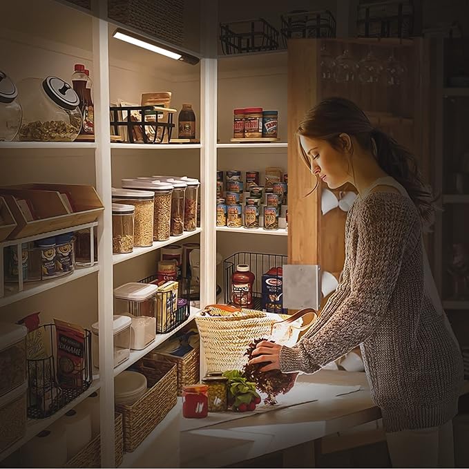 YELKO Under Cabinet Lighting, 100 LED Motion Sensor Closet Lights, 4200mAh Rechargeable Counter Lights Battery Operated, Dimmable Portable Bright nightlights for Kitchen Wardrobe Cupboard(Cool White)