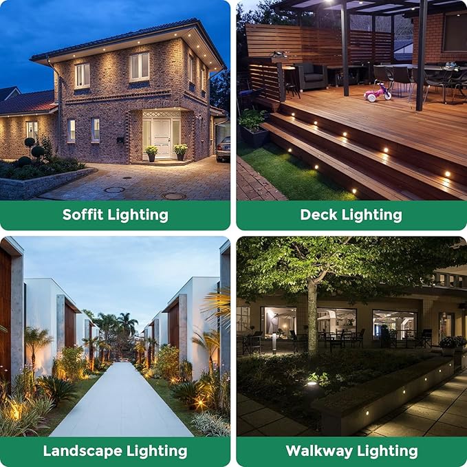 Gardencoin Outdoor Recessed LED Lights, Heavy Duty Soffit and Deck Lighting Flush Mount, 3W 12-24V Low Voltage Landscape In Ground Well Light, Underwater Pond Light, Dimmable Widely Used, 5000K 6pack