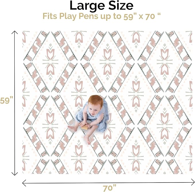 JumpOff Jo Baby Play Mat - Large Folding Foam Play Mat for Infants, Babies, Toddlers, Waterproof, Double-Sided (70" x 59")