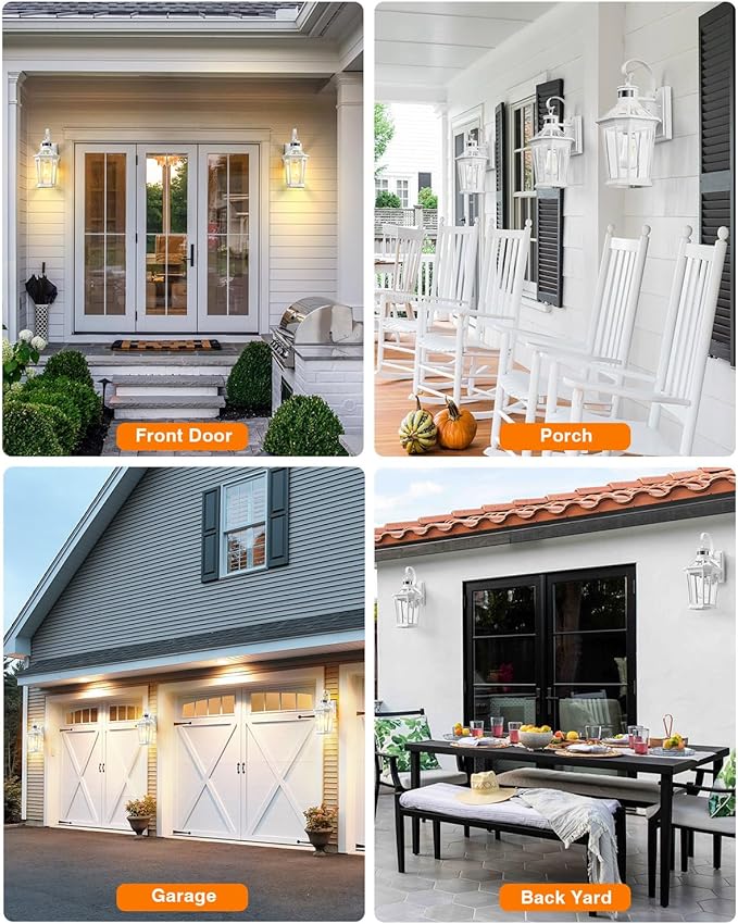 VIANIS Motion Sensor Exterior Light Fixture, Dusk to Dawn Outdoor Wall Lighting, 2 Pcs White Modern Front Porch Light for House, 100% Anti-Rust Aluminum Outside Wall Sconce for Garage, Entryway