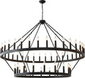 2 Tier Large Black Wagon Wheel Chandelier Farmhouse Industrial Chandelier Rustic Pendant Light Fixture Extra Large Wheel Chandeliers for high Ceilings (Black, 60 Inch 2 Tier 54-Lights)