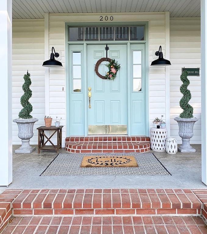 Steel Lighting Co. Gardena Barn Light | Outdoor Wall Mounted | 16" Dome | 11" Gooseneck | Farmhouse Light Made in America | Matte Black Exterior/Brass Interior