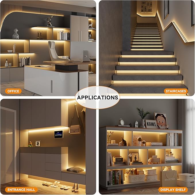 PAUTIX COB LED Strip Lights 65.6ft/20m Warm White 2700K LED Light Strip,Compatible with Alexa/Google Assistant,Dimmable LED Strips for Bedroom,Cabinet,Living Room,CRI93+ Super Bright High Lumen