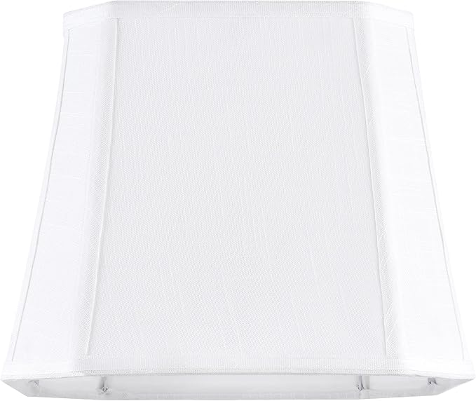 GO&SO 1 Pack White Linen Lamp Shade Square Cut Corners, 10"Top × 13" Bottom × 10.5" High(Spider),Lamp Shades for Table & Floor Lamps Medium for Bedroom Decor, Handcrafted, Easy Assembly