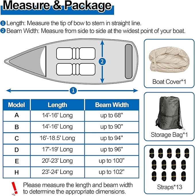 iCOVER Trailerable Boat Cover- 16'-18.5' Heavy Duty Waterproof Tarp Covers with Storage Bag, Fits V-Hull, Fish&Ski, Pro-Style, Fishing, Runabout, Bass Boats, up to 16ft-18.5ft Long X 94" Wide
