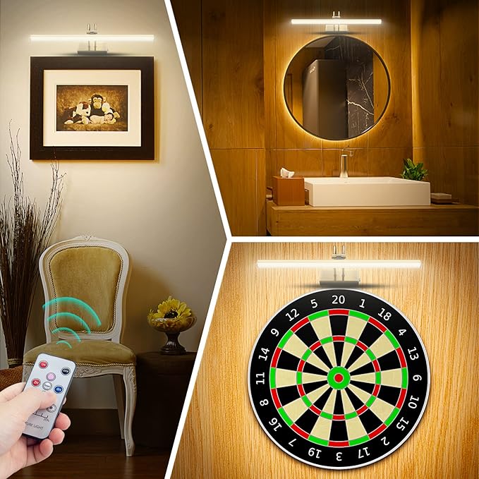 Picture Light,Picture Lights for Wall Cordless,20" Picture Lights with Timer and Dimmable,Battery Wall Lights for Display Gallery Painting Art Frame Portrait-AB