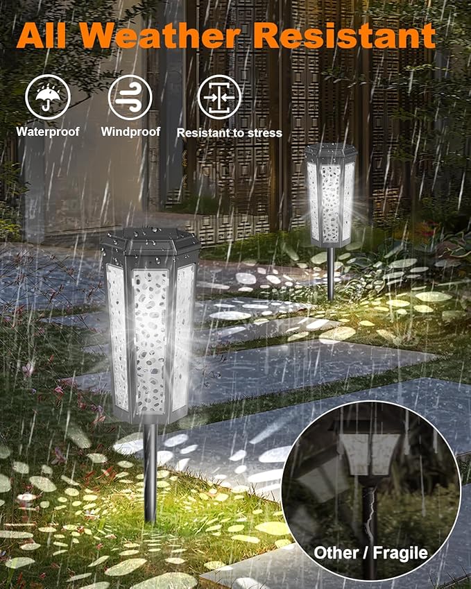 Colored Solar Powered Pathway Landscape Lights Outdoor Cool White & RGB Dusk to Dawn Waterproof for Garden Sideway Outside, Patio, Path, Yard, Walkway, Driveway, 2 Modes 6 Pack Accent Modern Design