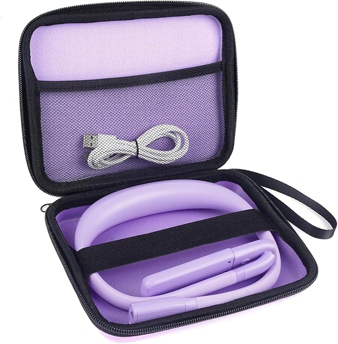 Purple Neck Light with Storage Case, 10-80Hrs Eye-friendly Book Reading Lamp, Knitting Crochet Sewing Craft Light Rechargeable Adjustable, Christmas Birthday Gifts for Book Lovers Knitters Crafters