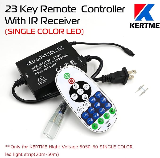 5050-60 Type AC 110-120V LED Strip Lights, Flexible/Waterproof/Dimmable/Multi-Modes LED Rope Light + 23 Keys Remote for Home/Garden/Building Decoration (98.4ft/30m, Natural White 4000K)