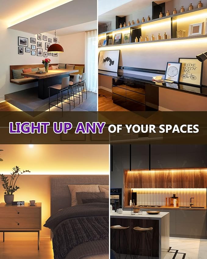 HitLights COB LED Strip Lights Warm White, 12V Tape Light 3000K 16.4ft, 2640 LEDs, 426 lm/ft, CRI 90+, IP30, Premium High Density Lighting for Kitchen, Cabinets, UL Listed (Power Source Not Included)