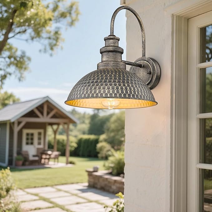 Outdoor Barn Lights, Anti-Rust Outdoor Wall Sconce, Farmhouse Exterior Wall Lights, Weather Resistant Porch Lighting Fixture,Vintage Outside Lighting for Porch,Garage,Patio (Vintage Bronze, 4 Pack)