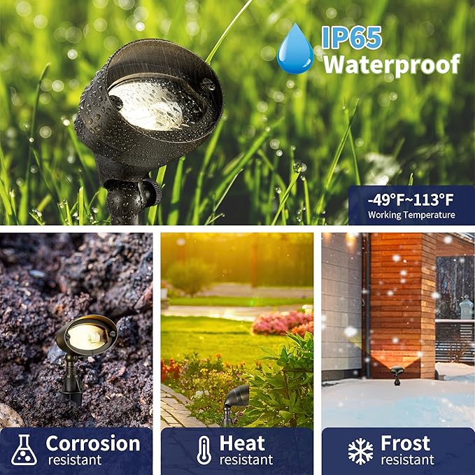 Gardenreet Brass Wall Wash Light - LED Outdoor Low Voltage Flood Lights, Landscape 12V Hardwired IP65 Waterproof, Angle Adjustable Lighting for Tree Wall Fence with 2700K 3W 270LM G4 Bulb 12 Pack