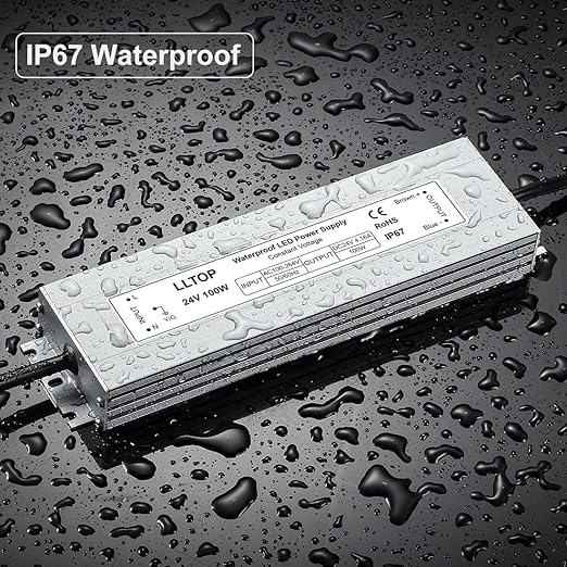 LED Driver 100 Watts 100-264V AC to 24V DC 4.16A Power Supply Waterproof Low Voltage Transformer Ultra Thin Converter for Indoor Outdoor LED Lights