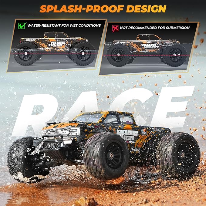 HAIBOXING 1:18 Scale RC Monster Truck 18859E, 2.4GHz Remote Control Fast RC Car 36km/h 4WD Off-Road Water-Resistant Electric Powered Vehicle with Dual Batteries, Ideal for Kids and Adults