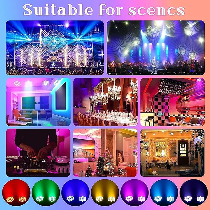 Par Lights LED Stage Lights, U`King 18x12W RGBW 4-in-1 Uplights Stage Lighting Effect by DMX and Sound Activated Control Wash Light for Wedding Parties Church Club DJ Live Show (8 Packs)