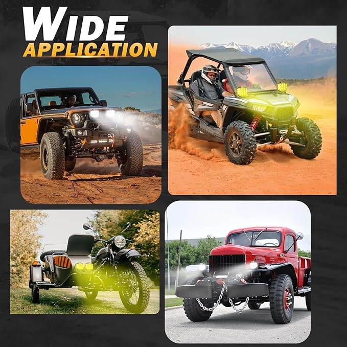 Auxbeam 7inch 228W Round LED Offroad Light Pod, V-MAX Series 26100LM Side Shooter LED Offroad Driving Lights with Amber DRL, 270° Beam Auxiliary Ditch Light for Truck ATV Jeep Ford