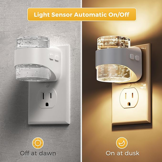 L LOHAS LED Night Light, 3CCT Bubble Night Lights Plug into Wall,3000K/4000k/5000K Adjustable Night Light,Dimmable Nightlights with Dusk to Dawn Sensor for Rooms Bathroom Hallway