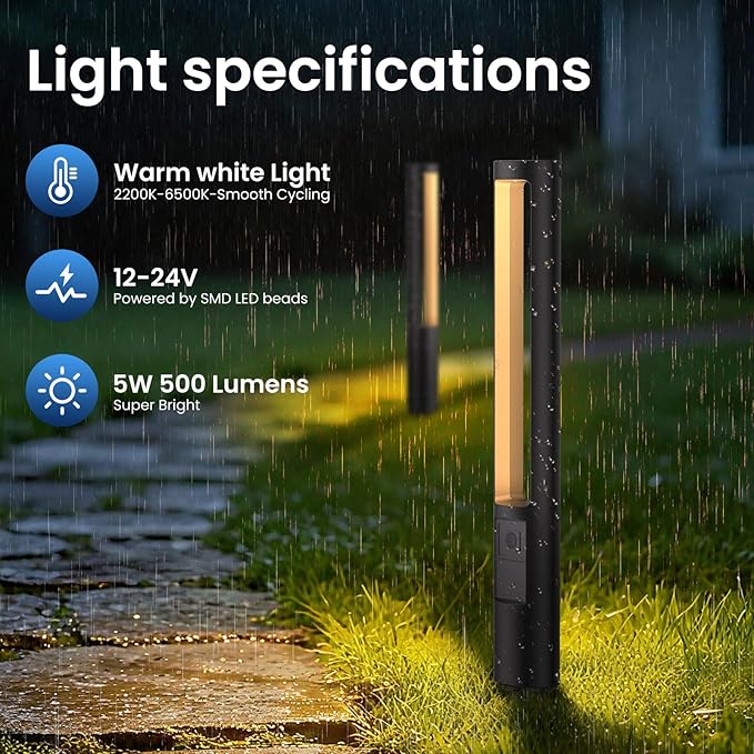 LED Low Voltage Landscape Lighting Kit, 4-Pack Pathway Lights with Transformer and UL Listed 33FT Wire Landscape Lights with Connectors for Walkway Garden Yard
